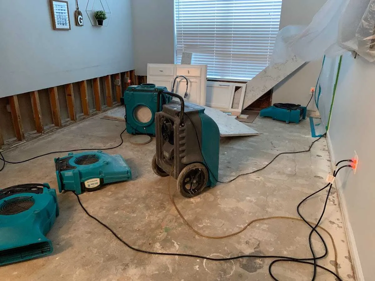 Dehumidifier in flood-cut room for Water Extraction & Removal in Seattle